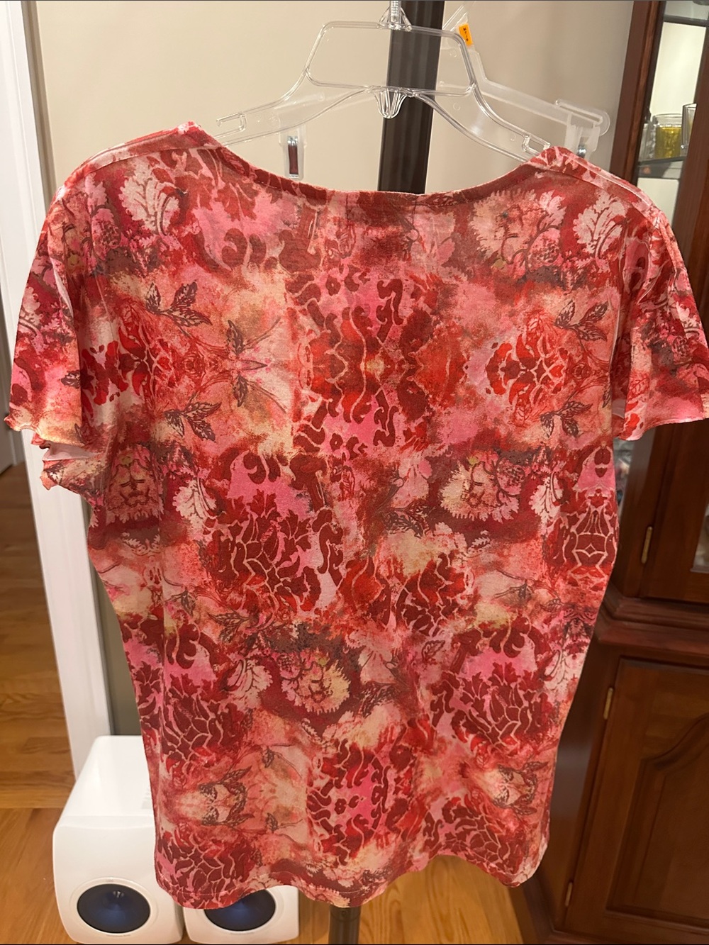 Jane Ashley Pink & Red Floral-Print Scoop Neck Short Sleeve Top - Picture 3 of 3